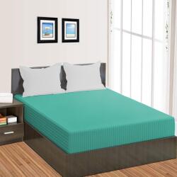 HomePuls Cearșaf pătuț copii cu elastic Damasc Policoton dungă 1 cm, 110x170 cm pentru saltea 60x120 cm, Turcoaz Deschis