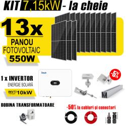 AustrianSolar Kit Complet Sistem Fotovoltaic 7kWh Austrian Solar Trifazat, Invertor Hibrid , Panouri Fotovoltaice 550W (Optiune Montaj + dosar prosumator) (X95ACOPERIS)