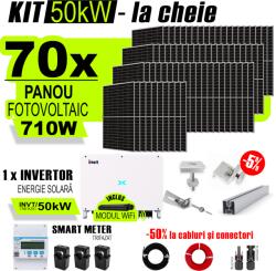 AustrianSolar Kit Complet Sistem Fotovoltaic 50kWh Austrian Solar Trifazat, Invertor On-Grid , Panouri Fotovoltaice 700W (Optiune Montaj + dosar prosumator) (XSOL_TRIF_50KW_Panta)