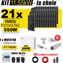 AustrianSolar Kit Complet Sistem Fotovoltaic 11kW On-Grid TRIFAZAT, cu Montaj, Invertor INVT si 21 panouri fotovoltaice Austrian Solar, 550W (ASOL_TRI_11,55kW_Panta)