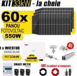 AustrianSolar Kit Complet Sistem Fotovoltaic 33kW On-Grid TRIFAZAT, cu Montaj, Invertor INVT si 60 panouri fotovoltaice Austrian Solar, 550W (ASOL_TRI_33kW_Panta)