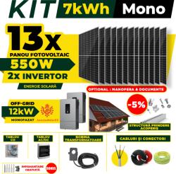 AustrianSolar Kit Complet Sistem Fotovoltaic 7kWh Austrian Solar Monofazat, Invertor Off-Grid , Panouri Fotovoltaice 550W (Optiune Montaj + dosar prosumator) (X67ACOPERIS)