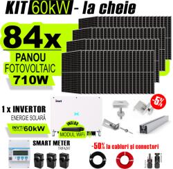 AustrianSolar Kit Complet Sistem Fotovoltaic 60kWh Austrian Solar Trifazat, Invertor On-Grid , Panouri Fotovoltaice 700W (Optiune Montaj + dosar prosumator) (XSOL_TRIF_60KW_Panta)