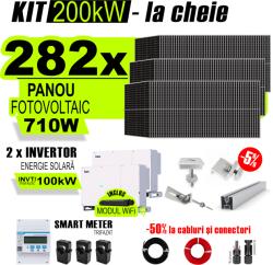 AustrianSolar Kit Complet Sistem Fotovoltaic 200kW On-Grid trifazic, cu Montaj, Invertoare INVT si 282 panouri fotovoltaice X-energy Longi 710 W (XSOL_TRIF_200KW_Panta)