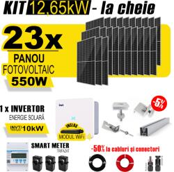 AustrianSolar Kit Complet Sistem Fotovoltaic 12kW On-Grid TRIFAZAT, cu Montaj, Invertor INVT si 23 panouri fotovoltaice Austrian Solar, 550W (ASOL_TRI_12,65kW_Panta)