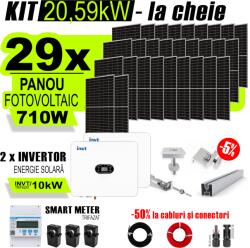 AustrianSolar Kit Complet Sistem Fotovoltaic 20kWh Austrian Solar Trifazat, Invertor Hibrid , Panouri Fotovoltaice 700W (Optiune Montaj + dosar prosumator) (XSOL_Hi_TRI_20,59KW_Panta)