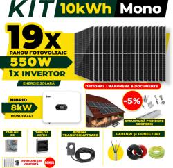 AustrianSolar Kit Complet Sistem Fotovoltaic 10kWh Austrian Solar Monofazat, Invertor Hibrid , Panouri Fotovoltaice 550W (Optiune Montaj + dosar prosumator) (X89ACOPERIS)