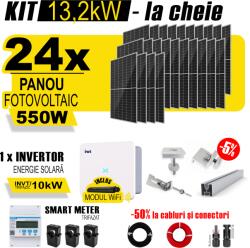 AustrianSolar Kit Complet Sistem Fotovoltaic 13kW On-Grid TRIFAZAT, cu Montaj, Invertor INVT si 24 panouri fotovoltaice Austrian Solar, 550W (ASOL_TRI_13,2kW_Panta)