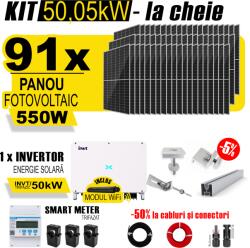 AustrianSolar Kit Complet Sistem Fotovoltaic 50kWh Austrian Solar Trifazat, Invertor On-Grid , Panouri Fotovoltaice 550W (Optiune Montaj + dosar prosumator) (ASOL_TRI_50kW_Panta)