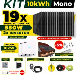 AustrianSolar Kit Complet Sistem Fotovoltaic 10kWh Austrian Solar Monofazat, Invertor On-Grid , Panouri Fotovoltaice 550W (Optiune Montaj + dosar prosumator) (X15ACOPERIS)