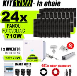 AustrianSolar Kit Complet Sistem Fotovoltaic 17kWh Austrian Solar Trifazat, Invertor On-Grid , Panouri Fotovoltaice 700W (Optiune Montaj + dosar prosumator) (XSOL_TRIF_17KW_Panta)
