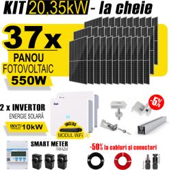 AustrianSolar Kit Complet Sistem Fotovoltaic 20kWh Austrian Solar Trifazat, Invertor On-Grid , Panouri Fotovoltaice 550W (Optiune Montaj + dosar prosumator) (ASOL_TRI_20,35kW_Panta)