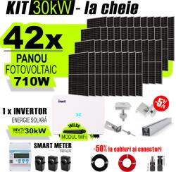 AustrianSolar Kit Complet Sistem Fotovoltaic 30kWh Austrian Solar Trifazat, Invertor On-Grid , Panouri Fotovoltaice 700W (Optiune Montaj + dosar prosumator) (XSOL_TRIF_30KW_Panta)