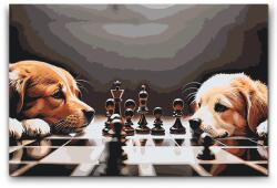  Festés számok szerint - Kutyás sakk 3 Méret: 40x60cm, Keretezés: Keret nélkül (csak a vászon)