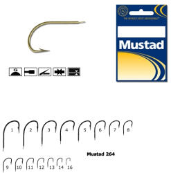 Mustad Carlige Aurii Mustad, Revers, Tija Scurta, Nr 14, 10 Buc Plic (m.264.14)