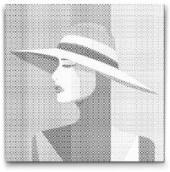  PontPöttyöző - Nő kalappal Méret: 50x50cm, Keretezés: Műanyagtáblával, Szín: Piros