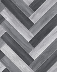 Linoleum Model Parchet Venice 990, Latime 200 cm, Negru Gri (Venice/990 2X6)