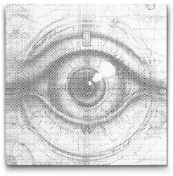  PontPöttyöző - Szem a pergamenen Méret: 50x50cm, Keretezés: Keret nélkül (csak a vászon), Szín: Fekete
