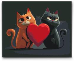  Festés számok szerint - Szerelmes macskák Méret: 40x50cm, Keretezés: Műanyagtáblával