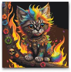  Festés számok szerint - Sámáni kiscica Méret: 50x50cm, Keretezés: Műanyagtáblával