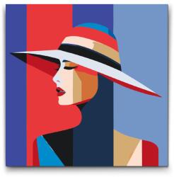  Festés számok szerint - Nő kalappal Méret: 50x50cm, Keretezés: Műanyagtáblával