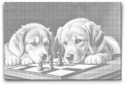  PontPöttyöző - Kutyás sakk 1 Méret: 40x60cm, Keretezés: Műanyagtáblával, Szín: Piros