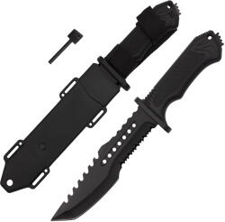 Depox Cutit de vanatoare DEPOX®, Survival Spirit, otel inoxidabil, amnar, 30.5 cm, negru, teaca inclusa (H40)