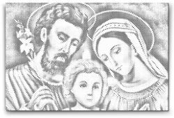  PontPöttyöző - Szent család Méret: 40x60cm, Keretezés: Keret nélkül (csak a vászon), Szín: Fekete