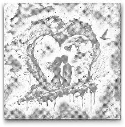  PontPöttyöző - Romantika a szívben Méret: 50x50cm, Keretezés: Kartonlemezen, Szín: Kék