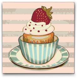  Festés számok szerint - Eper kosár Méret: 30x30cm, Keretezés: Kartonlemezen