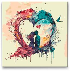 Festés számok szerint - Romantika a szívben Méret: 50x50cm, Keretezés: Keret nélkül (csak a vászon)