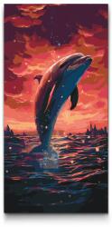  Festés számok szerint - Delfin naplementében Méret: 40x80cm, Keretezés: Műanyagtáblával