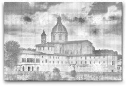  PontPöttyöző - A firenzei papnevelde Méret: 40x60cm, Keretezés: Keret nélkül (csak a vászon), Szín: Fekete