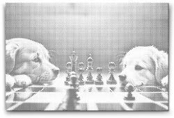  PontPöttyöző - Kutyás sakk 3 Méret: 40x60cm, Keretezés: Műanyagtáblával, Szín: Fekete