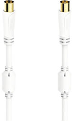 Hama Prelungitor cablu coaxial Hama 3m 100dB alb, incl. mufe TV aurite (mamă/tată) (205247)