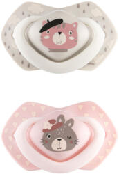 CanpolBabies CANPOL BABIES B - Set suzete simetrice din silicon 6-18m BONJOUR PARIS roz (22648PIN)