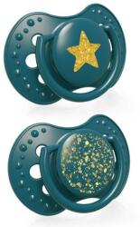 LOVI Suzeta din silicon Stardust dinamic 0-3m 2buc verde (3022892GREEN)