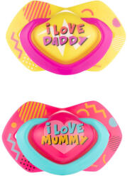 CanpolBabies CANPOL BABIES A - Set suzete simetrice din silicon 0-6m NEON LOVE roz (22652PIN)