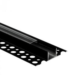 Ecolight LED alumínium profil gipszkartonhoz REGIPS csempe alá, fekete, 1m átlátszó borítással LED szalagokhoz + végzárókkal GN Ecolight sorozat (ECOPRO0685P)