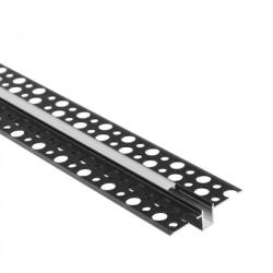 Ecolight LED alumínium profil gipszkartonhoz REGIPS süllyesztett fekete 2m matt borítással LED szalagokhoz + végzárókkal GPW Ecolight sorozat (ECOPRO0595MR)