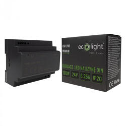ECOLight DIN sínre szerelhető tápegység LED szalagokhoz 150W 24V 6.25A IP20 PREMIUM Ecolight (ECOZAS0976)