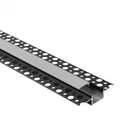 Ecolight LED alumínium profil gipszkartonhoz REGIPS széles, süllyesztett, fekete, 1m matt borítással LED szalagokhoz + végzárókkal GPS Ecolight sorozat (ECOPRO0620MR)