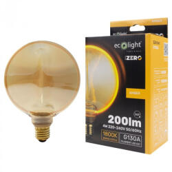 ECOLight LED gömbizzó G130 E27 4W 200lm 1800K Meleg izzószálas dekoratív ZERO Ecolight (ECOLED3010)