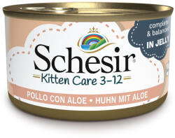 Schesir 24x85g Schesir Kitten csirke & aloe vera aszpikban nedves macskatáp kölyököknek