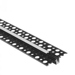 Ecolight LED alumínium profil gipszkartonhoz REGIPS süllyesztett fekete 2m matt borítással LED szalagokhoz + végzárókkal GPW Ecolight sorozat (ECOPRO0595M)