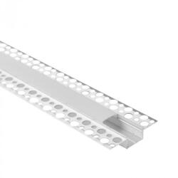 Ecolight LED alumínium profil gipszkartonhoz REGIPS széles, süllyesztett eloxált 1m tejszerű borítással LED szalagokhoz + végzárók GPS Ecolight sorozat (ECOPRO0610M)