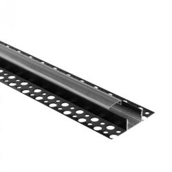 Ecolight LED alumínium profil gipszkartonhoz REGIPS széles csempéhez való alátét, fekete, 1m átlátszó borítással LED szalagokhoz + végzárókkal, GNS Ecolight sorozat (ECOPRO0665P)