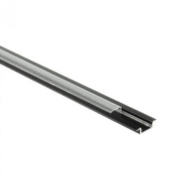 Ecolight Süllyesztett LED alumínium profil, fekete, 1m, átlátszó borítással LED szalagokhoz + végzárókkal, Ecolight P sorozat (ECOPRO0520P)