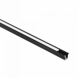 Ecolight Süllyesztett alumínium LED profil, fekete, 2m, matt borítással LED szalagokhoz + végzárókkal, PW Ecolight sorozat (ECOPRO0460M)