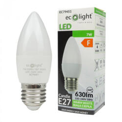 ECOLight LED gyertyaizzó B37 E27 7W 630lm 3000K melegfényű ökofény (ECOLED1380)